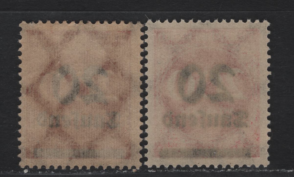 Lot 170 Germany SC#246var (282Ivar) 20th on 200m Lilac Red & Brownish Lilac Red , 1923 Surcharged Issue, 2 VFNH Singles, Common & Unlisted Scarcer Shade