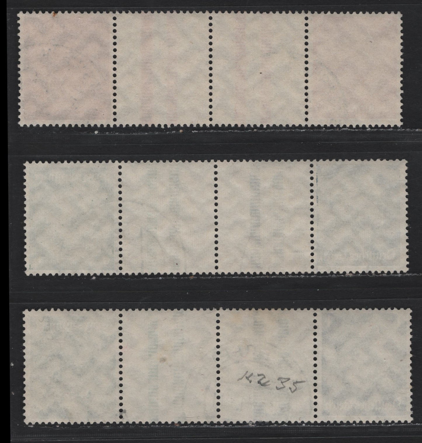 Lot 103 Germany SC#415/420 (KZ34-36) 1pf - 8pf Black - Orange , 1933-1936 Hindenberg Issue, 3 Fine/Very Fine Used Tete-Beche Booklet Gutter Pairs
