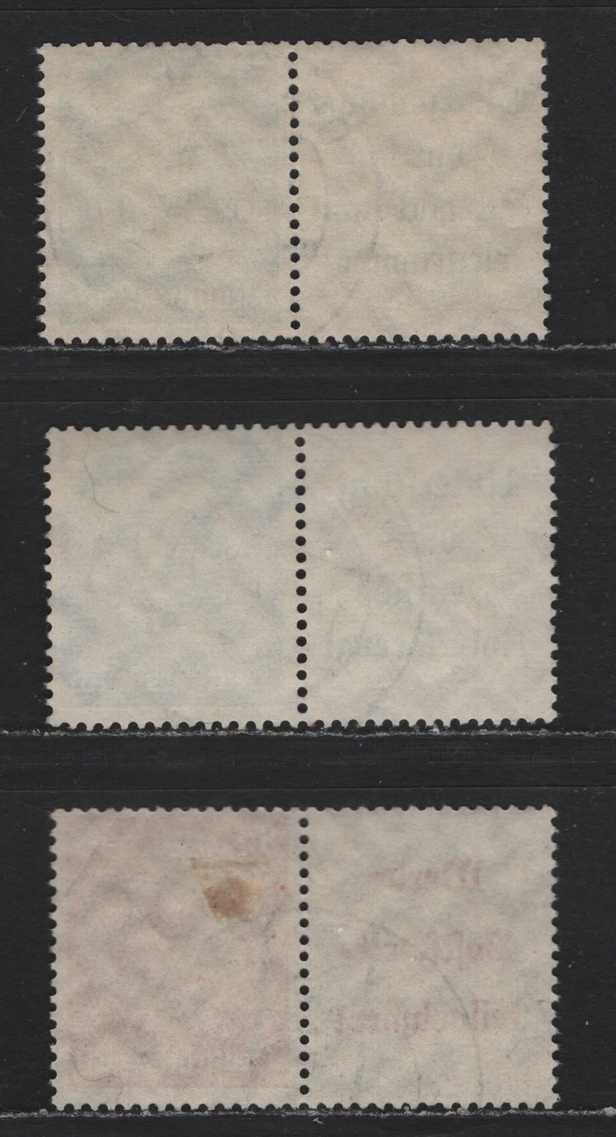Lot 108 Germany SC#417-418, 420 (W87, W88.1, W89) 4pf - 8pf Gray Blue - Orange , 1933-1936 Hindenberg Issue, 3 Fine/Very Fine Used Horizontal L-S Pairs, 8pf Has A Small Diagonal Corner Crease