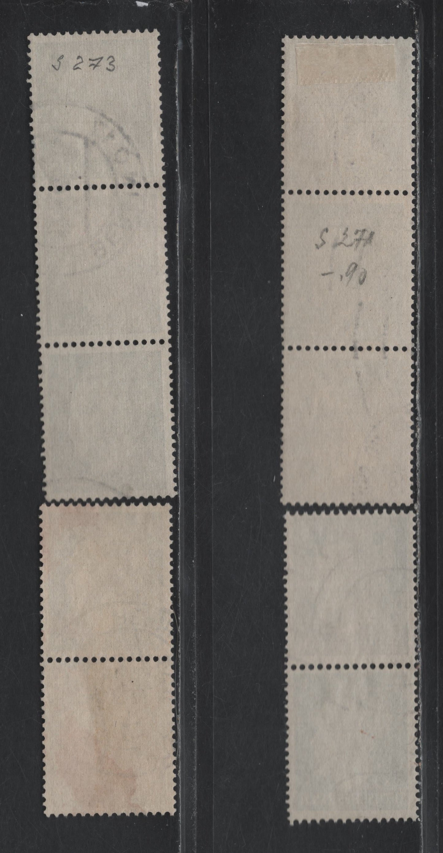 Lot 153 Germany SC#506, 509 (S270-S273) 1pf - 5pf Gray Black - Deep Yellow Green , 1941-1944 Hitler Heads Issue, 4 Fine/Very Fine Used Vertical Booklet Pairs & Strips