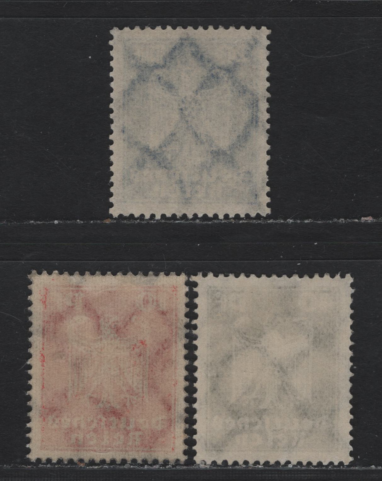 Lot 179 Germany SC#332-333, 335 (357x, 358x, 360x) 10pf - 40pf Vermillion - Olive Green , 1924 German Eagle Issue, 3 VFOG UL Singles, Sweated or Brushed Gum, Professionally Done To Make it Appear NH