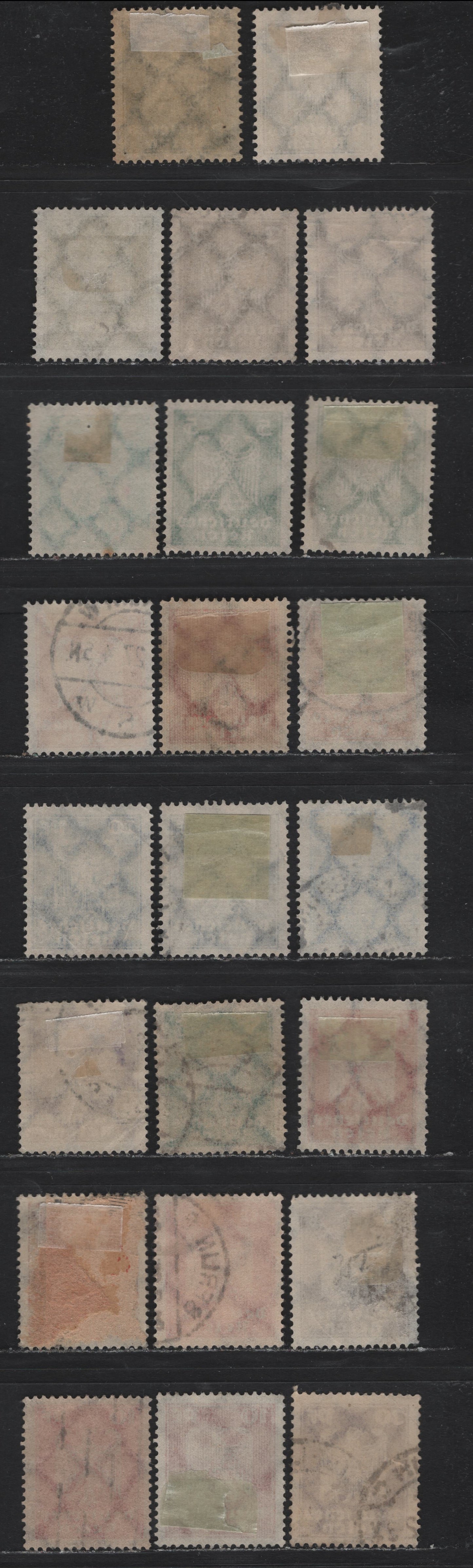 Lot 183 Germany SC#330-336 (355xa, 356x-361x) 3pf - 50pf Lively Ochre Brown - Lively Orange , 1924 German Eagle Issue, 23 Fine/Very Fine Used Singles, Complete Set With Multiple Unlisted Shades Of Every Value Plus Glassy Papers