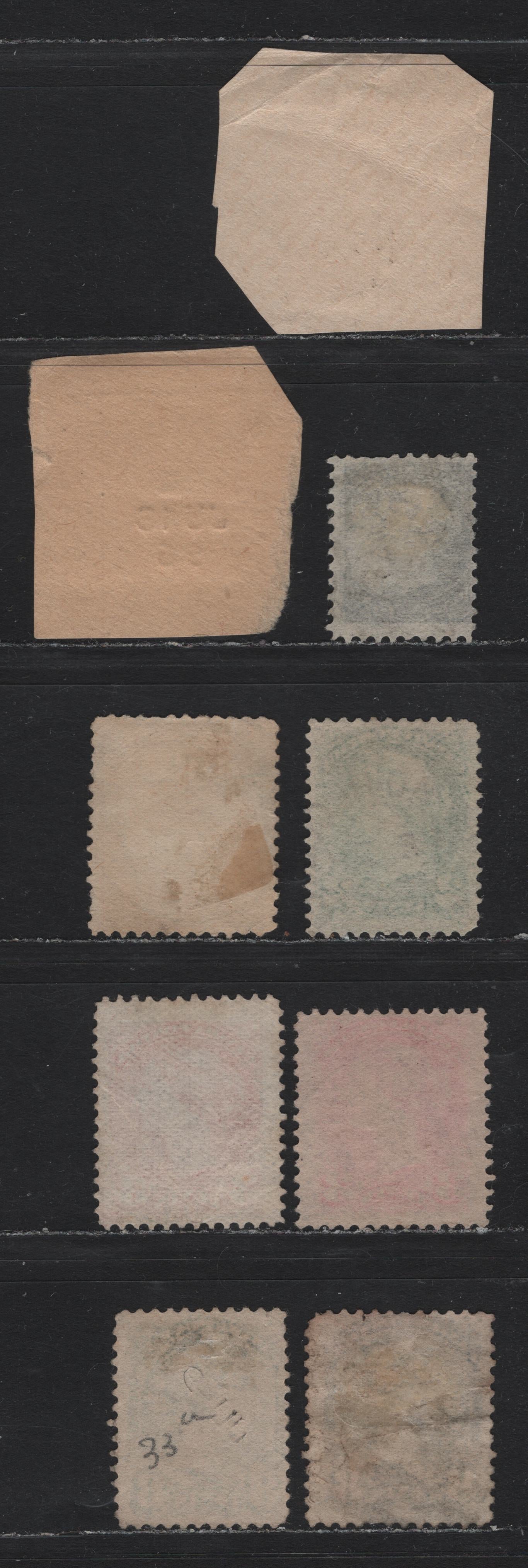 Lot 5 Canada #34-35, 36i, 37, 41, 44a 1/2c - 8c Black - Blue Gray Queen Victoria, 1870-1897 Small Queen Issue, 9 Very Good/Fine Used Singles, Cancellations On Mostly Second Ottawa Printings & One Late 1886 Montreal Printing