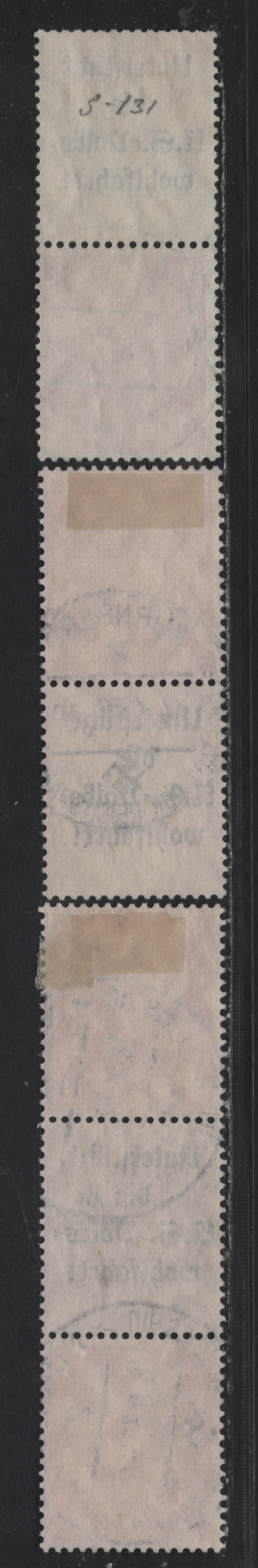 Lot 77 Germany SC#420 (S131, S133-S134) 8pf Orange , 1933-1936 Hindenberg Issue, 3 Very Fine Used Vertical Stamp-Label Booklet Pairs & Stamp-Label-Stamp Booklet Strip, August 17 1937 Halletsaale, April 14 1938 & June 18 1937 Nuremburg Cancels