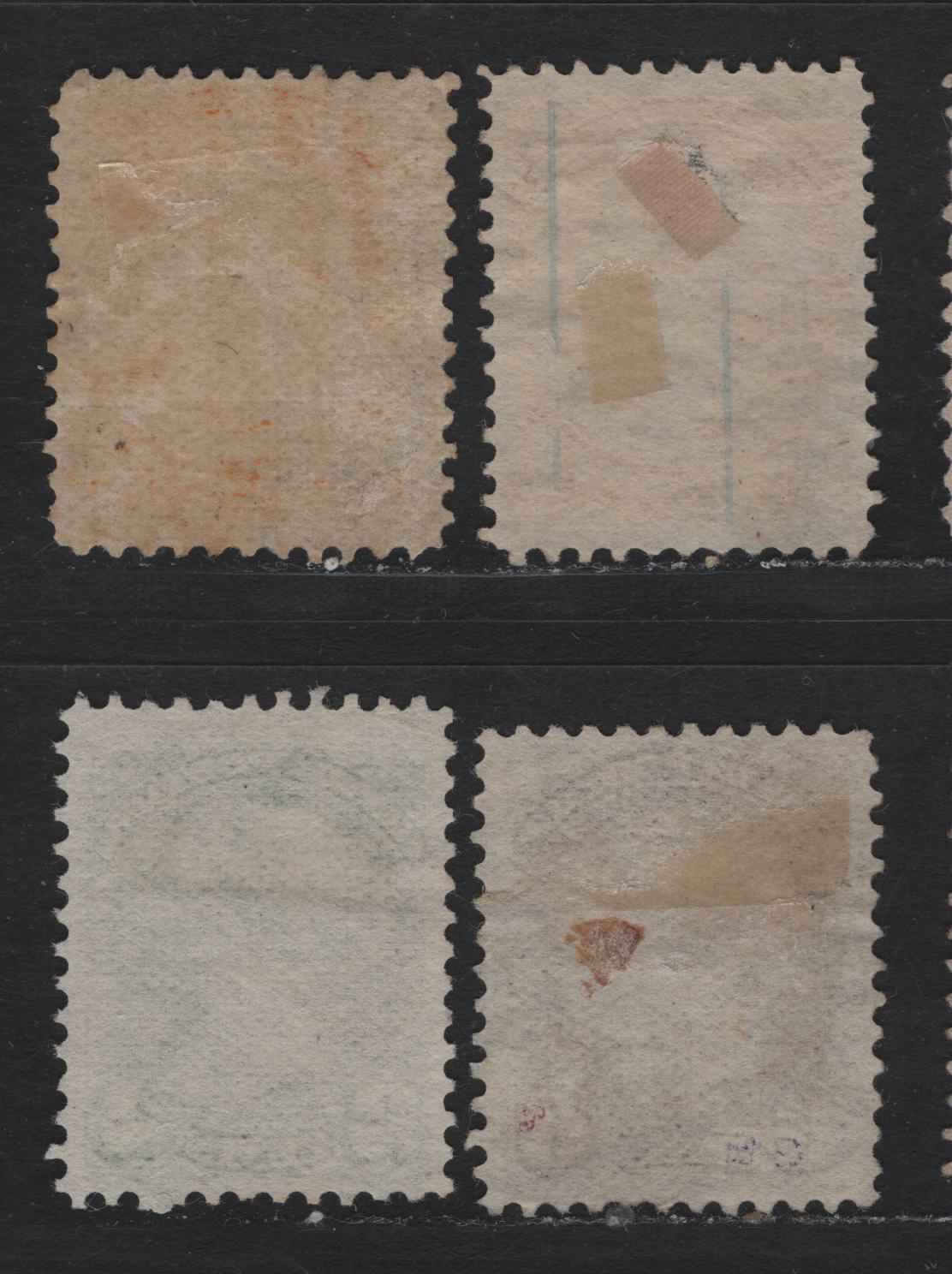 Lot 8 Canada #35i, 36d, 39d 1c - 6c Deep Yellow - Deep Brown Queen Victoria, 1870-1893 Small Queen Issue, 4 Very Fine Used Singles, Late Montreal & Mid-Montreal Printings, Perfs 12 or 12.1, Unchecked For Specific Paper Types.
