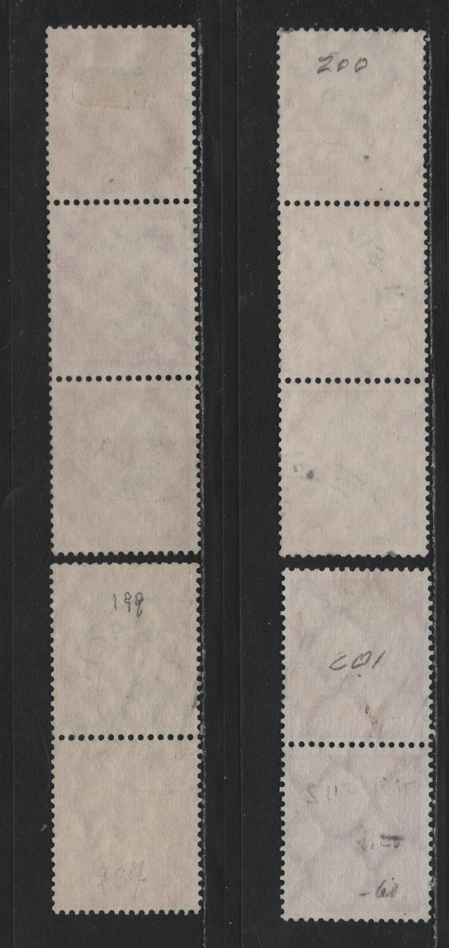 Lot 97 Germany SC#420, 422 (S199-S202) 8pf - 12pf Orange - Carmine , 1933-1936 Hindenberg Issue, 4 Fine/Very Fine Used Vertical Booklet Pairs & Strips Of 3, All The Configurations Of These Stamps