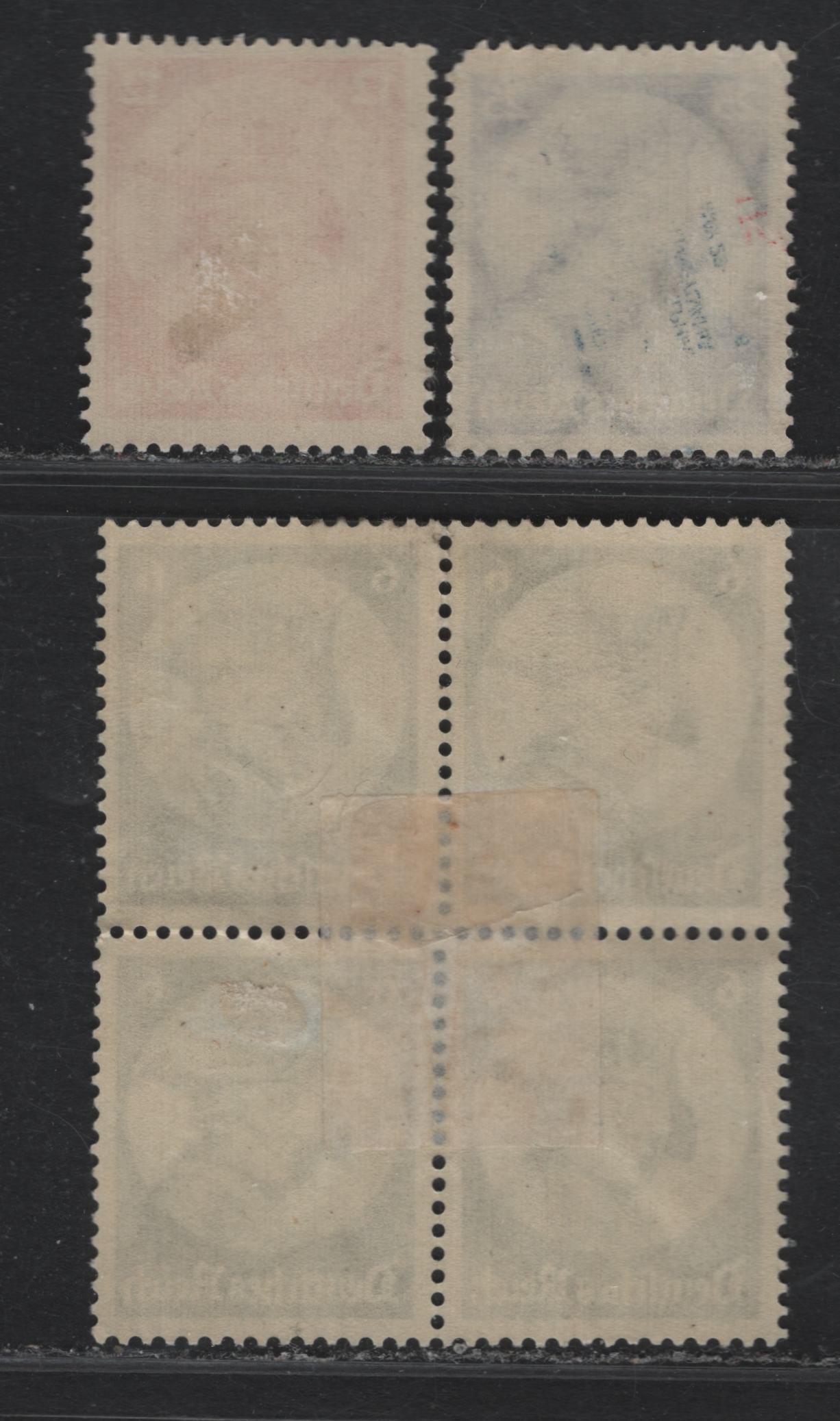 Lot 161 Germany SC#398-400 (Michel 479-481) 6pf - 25pf Dark Green - Ultramarine , 1933 Potsdam Day Issue, 3 F/VFOG Single, Pair & Block Of 4, Block Of 4 Has A Heavy Mount Remander