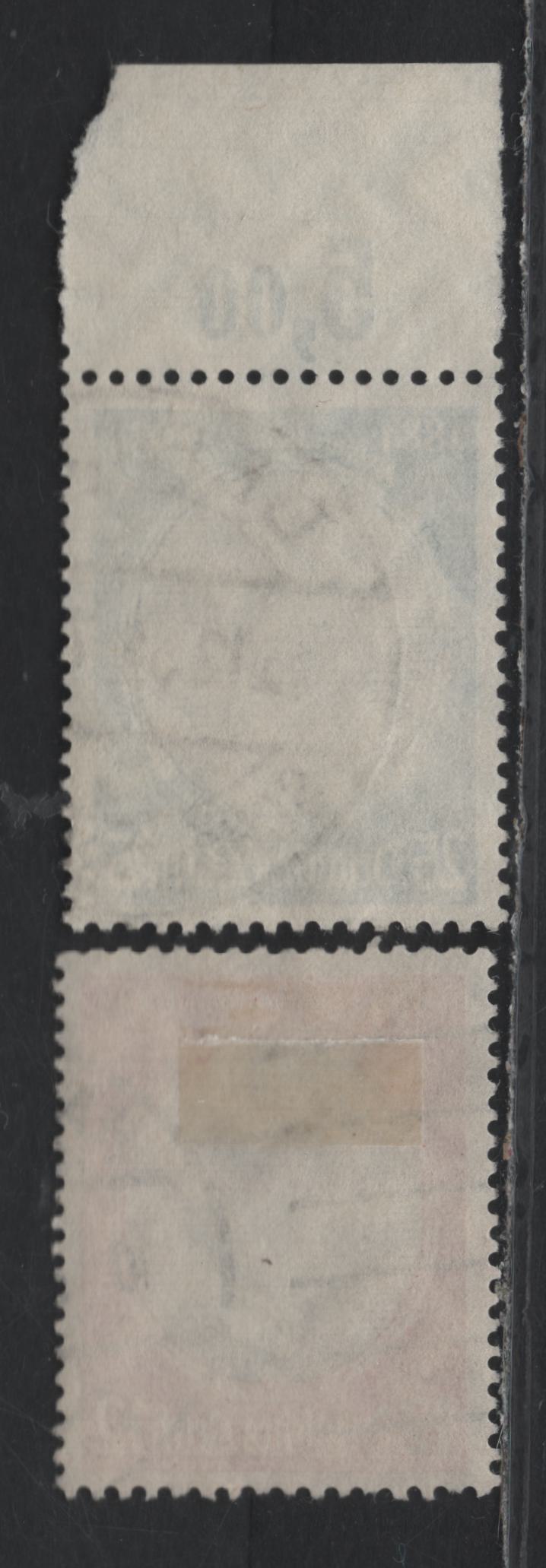 Lot 167A Germany SC#440-441 (542y, 543y) 12pf - 25pf Dark Carmine & Chocolate - Bright Blue & Chocolate , 1934 Hindenburg Memorial Issue, 2 Very Fine Used Singles, Horizontal Wove Paper Printing Of The 12pf & A Top Sheet Margin Single Of the 25pf