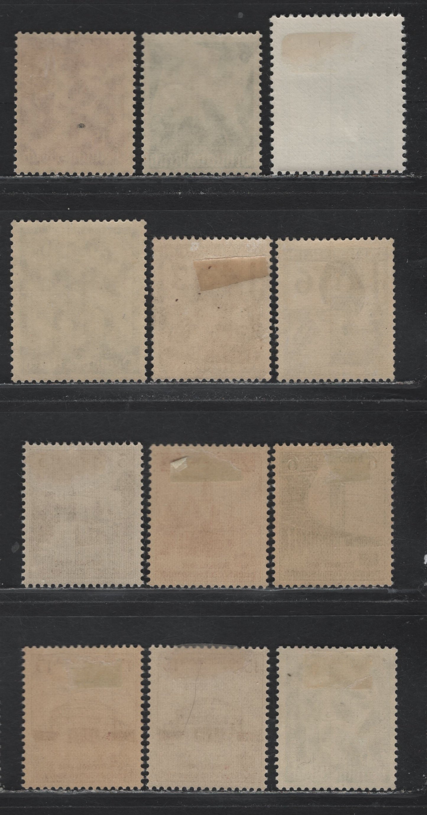 Lot 185 Germany SC#477-479, 481-482, 484-487 (622/668) 6pf - 15pf Dark Green - Violet Brown , 1936-1938 World Congress for Vacation & Recreation - Gymnastic & Sports Fesival Issues, 12 F/VFOG Singles, Two Shades Of 15pf