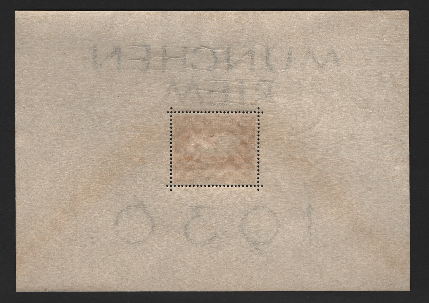 Lot 199 Germany SC#B90 (4x) 42pf Brown , 1936 Brown Ribbon Race Issue, A VFNH Souvenir Sheetlet Of 1, Very Light Age Toning