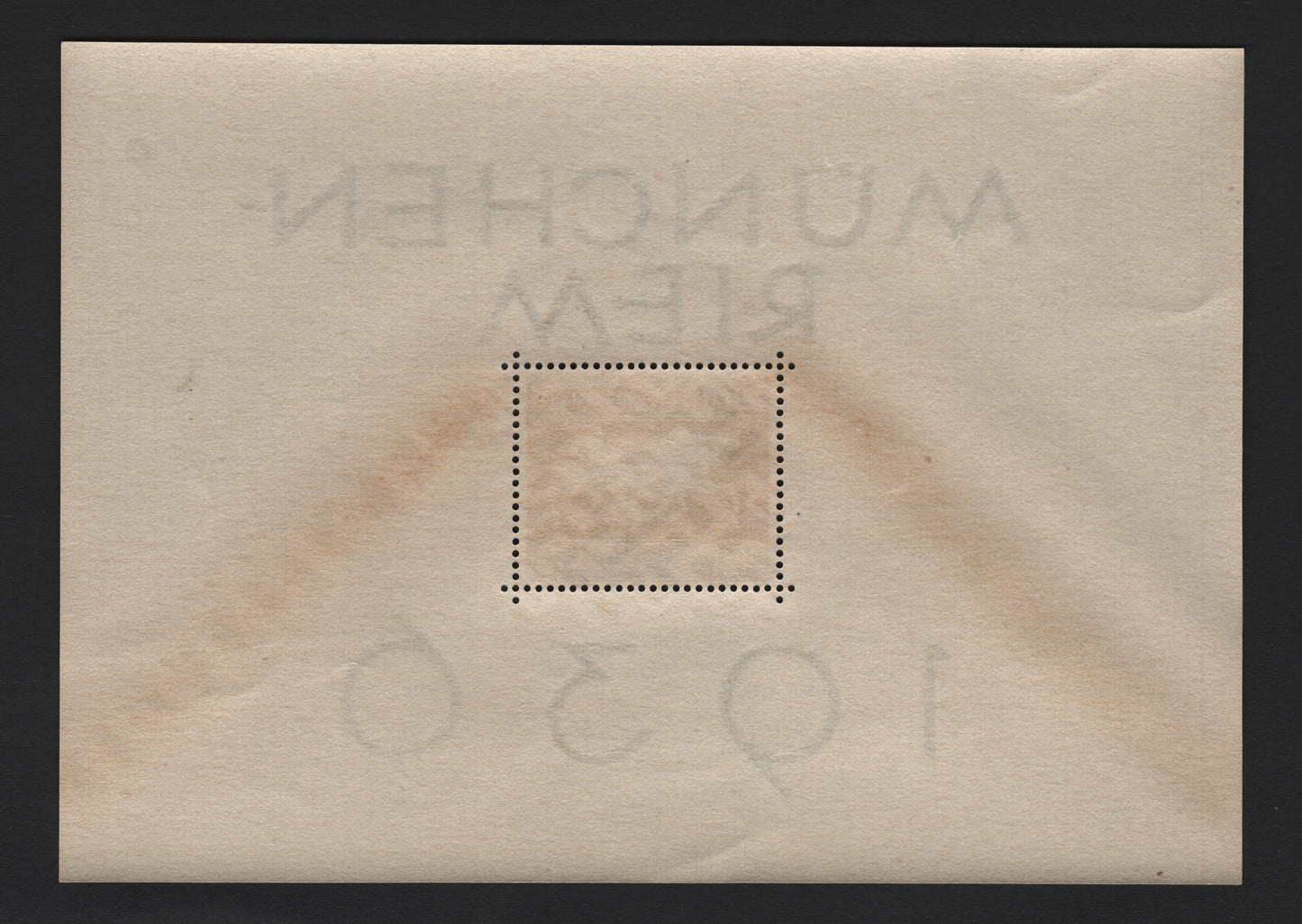 Lot 200 Germany SC#B90var 42pf Brown , 1936 Brown Ribbon Race Issue, A VFNH Souvenir Sheetlet Of 1, As Lot 199, But Watermark Contains In Large Period After 'Monchen"