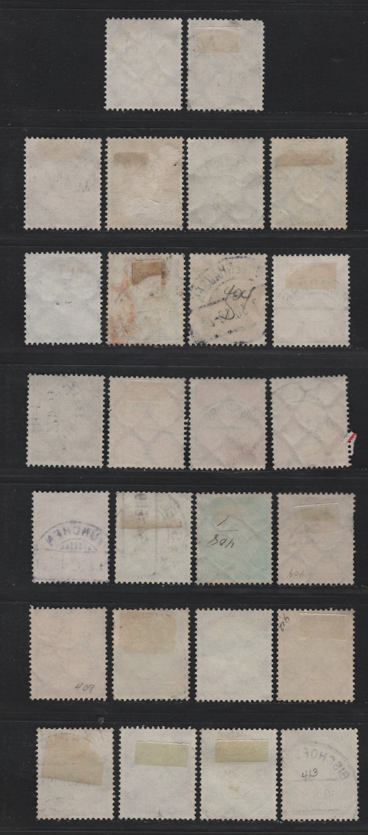Lot 267 Germany SC#401-403, 405-406, 408-409, 412-413 3pf - 80pf Bistre Brown - Dark Blue & Black , 1933 Hindenburg Issue, 26 Fine/Very Fine Used Singles, Readable Town Cancels