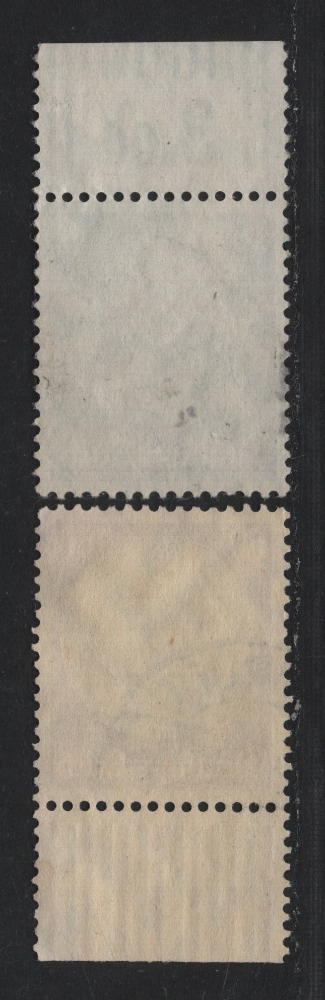 Lot 270 Germany SC#419, 429 (516XPOR, 526xPOR) 6pf - 60pf Dark Green - Claret & Black , 1933-1936 Hindenburg Issue, 2 Very Fine Used Top & Bottom Sheet Margin Singles, Value Counter On Top Sheet Example, Color Bars On Bottom Sheet Example
