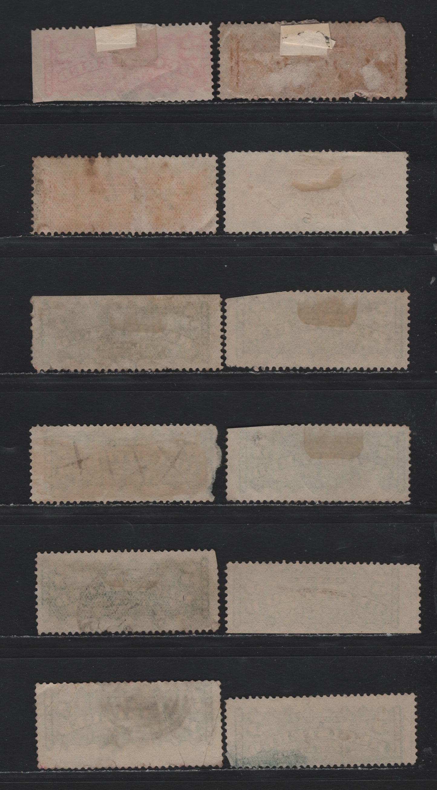 Lot 31 Canada #F1b, F1, F2, F2i 2c - 5c Orange - Dark Green , 1875-1896 Registration Issue, 12 Ungraded Used Singles, Useful For Shade & Paper Studies, Faulty Examples