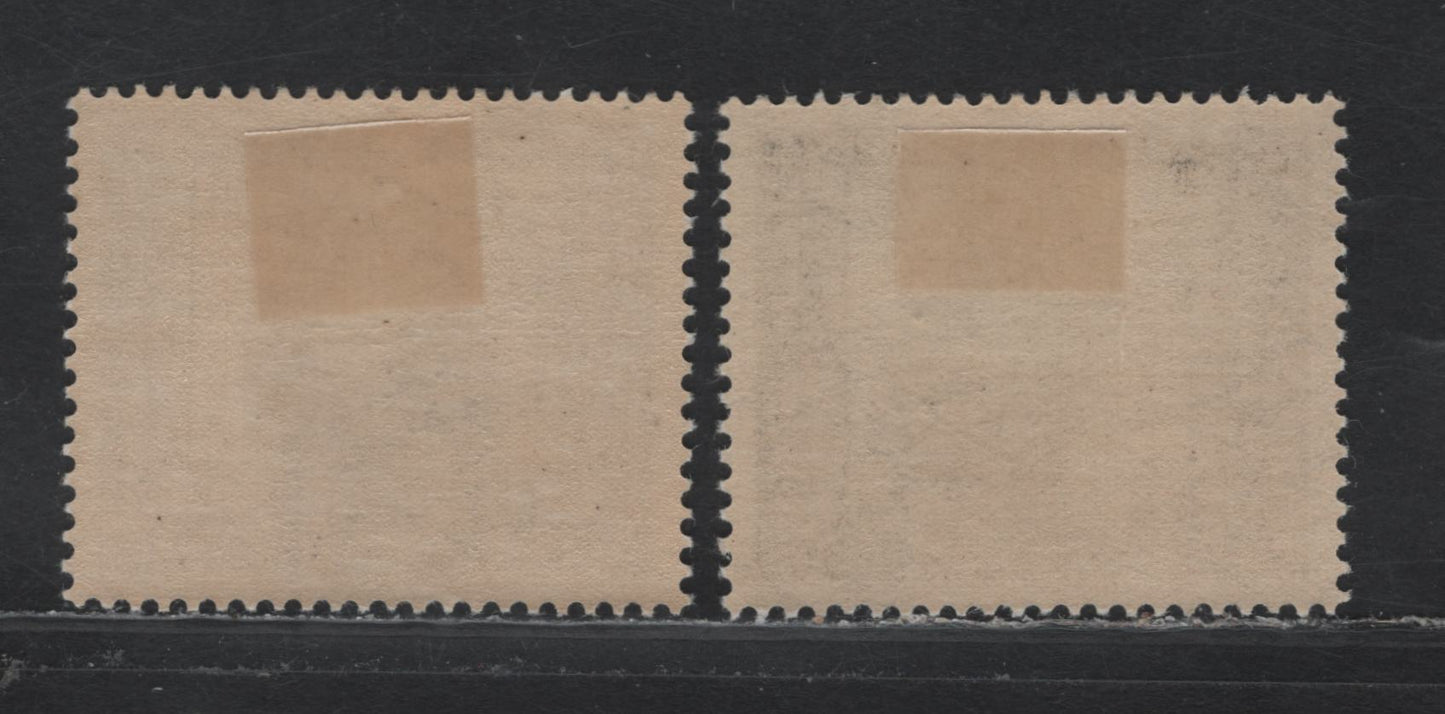 Lot 187 Italy SC#C101var, C102var 50c - 1l Dark Yellow Brown - Violet, 1938 Proclamation of Empire Issue, 2 VFOG Singles, Sideways Right Wmk, Normal Is Upright