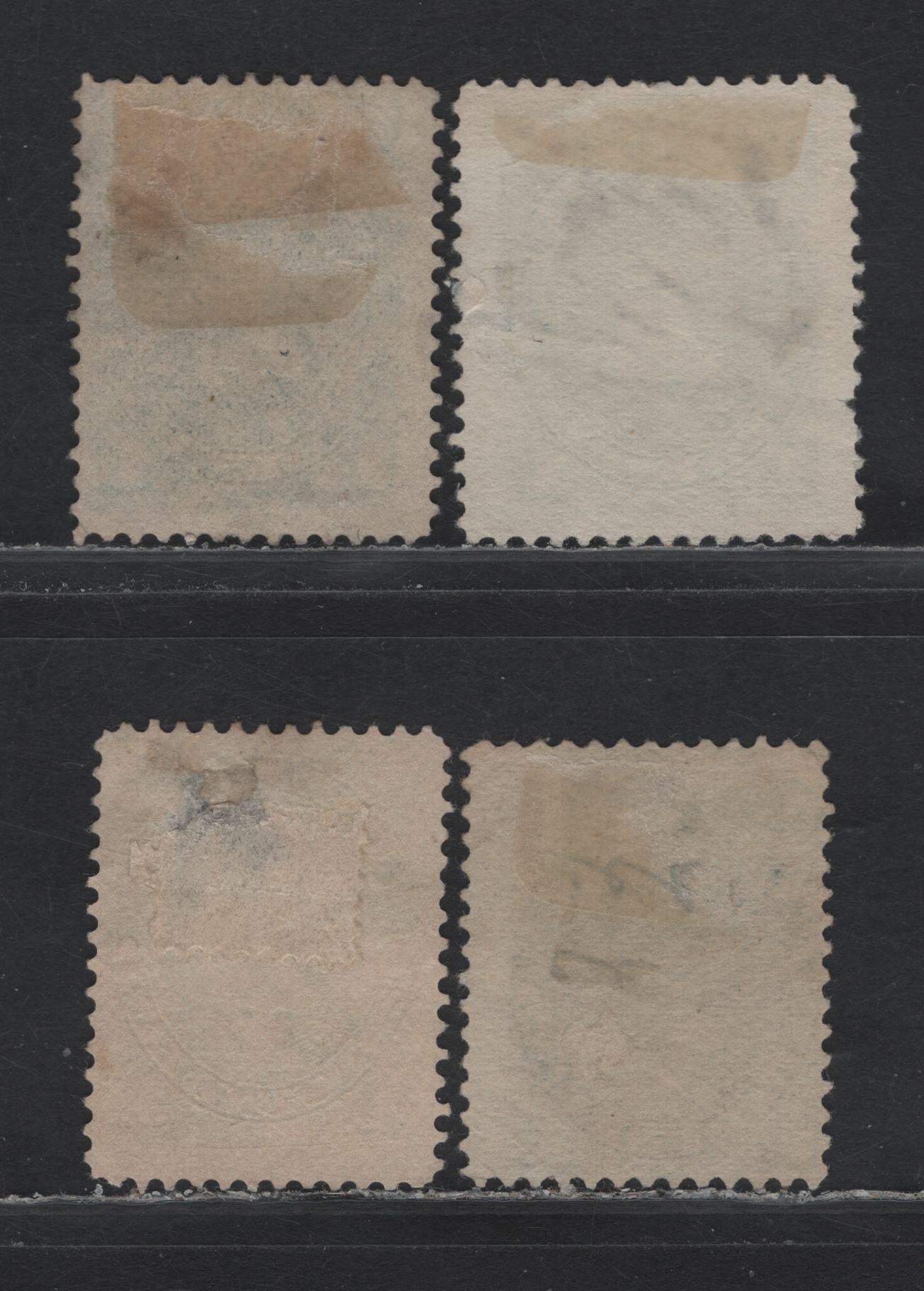 Lot 208 (C) Newfoundland #42, 44-45a 1c Gray Brown - Yellow Green, 1880-1896 4th Cents Issue, 4 Good/Very Good/Fine Used Singles, 1880, 1887 & 1896 Printings, Vertical Wove & Soft Horiz Wove Papers (Unchecked As To Specific Types)