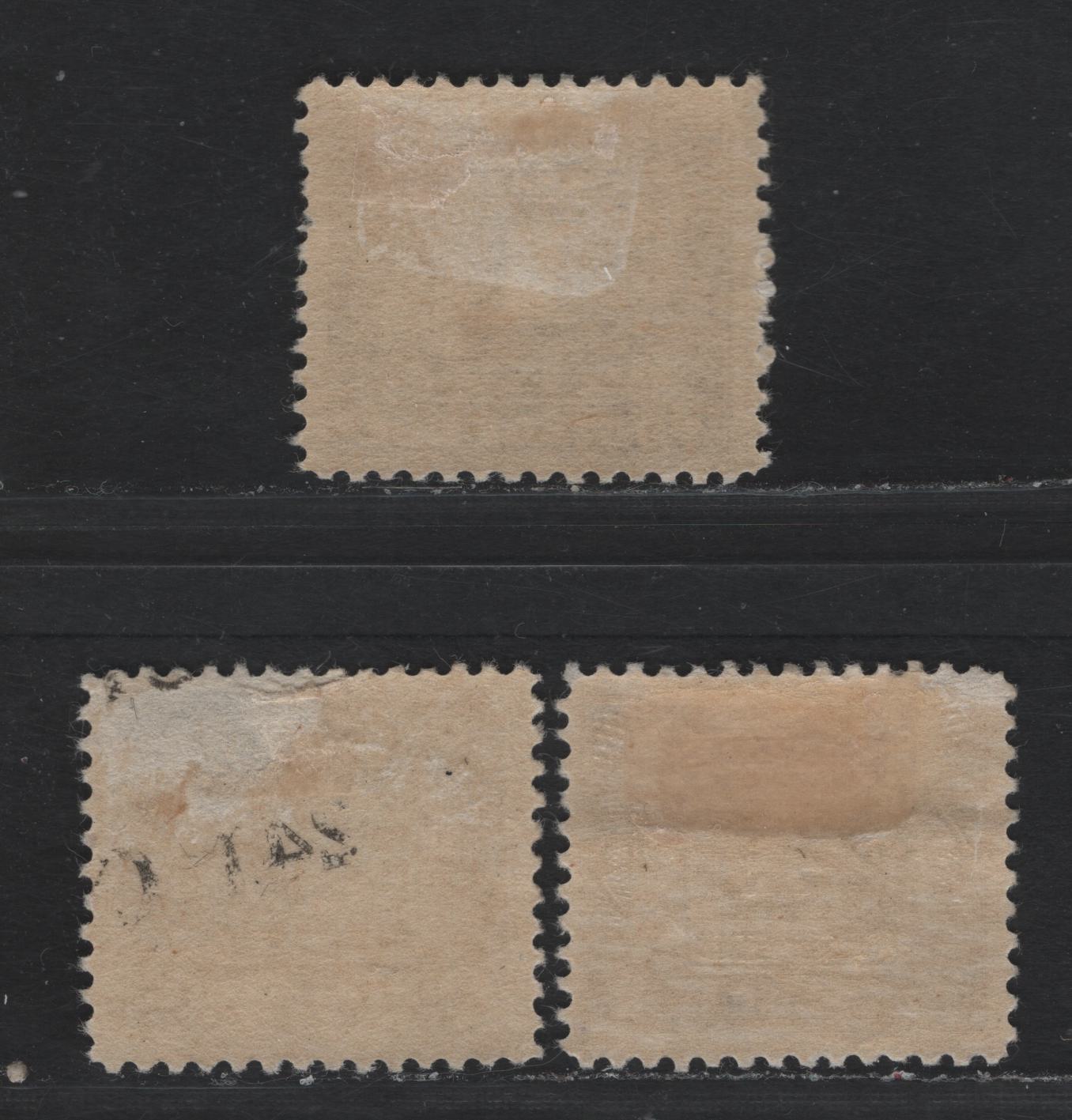 Lot 53 Canada #J1c, J2-J3 1c - 4c Rosy Purple - Deep Lilac, 1906-1928 Postage Dues, 3 VG/FOG Singles, ABN-P, ABN-EEEEE & ABN-KKK Papers, Perfs 12x11.9 & 12