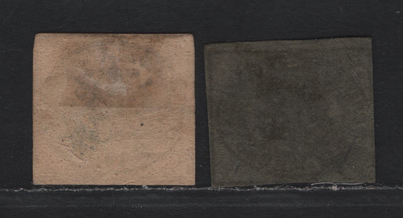 Lot 80 Italy - Neapolitan Provinces (C) SC#1c, 4c 1/2b - 3b Black, 1852 Imperf Papal Arms Issue, 2 Fine Used Singles, Full Margins On Both Examples, Showing Doubling Lines Visible On All Sides, Has All The Characteristics Of The Genuine Stamps.