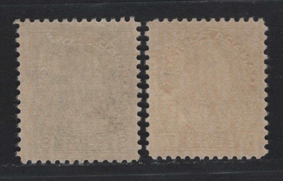 Lot 28 Canada #114-115 7c - 8c Red Brown - Bright Blue , 1911-1925 KGV Admiral Issue, 2 FOG Singles, ABN-M Papers, Perf 11.9