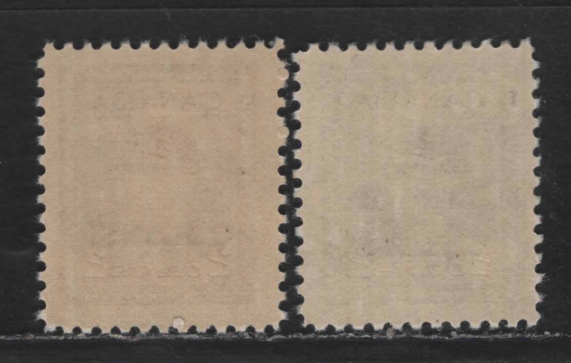 Lot 299 Canada SC#O2 2c Brown King George VI, 1942-1949 War Effort Issue, 2 Fine NH Singles OHMS Overprints Both Showing Slight Shifts Of The Overprint