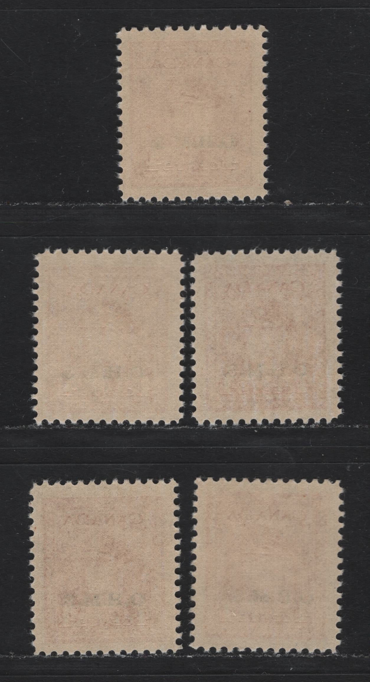Lot 302 Canada SC#O3 4c Carmine Red King George VI, 1942-1949 War Effort Issue, 5 VFNH Singles OHMS Overprints All Showing Slight Shifts Of The Overprint Or Slight Differences In Shade/Paper Or Gum