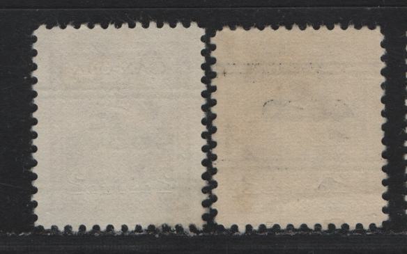 Lot 311 Canada #250xx 2c Brown , 1942-1943 KGVI War Issue, 2 Very Fine Used Singles, Toronto Precancel, Showing The Number Shifted 1/2mm Upward Relative To The Bars, Compared To The Normal, Where The Numbers Are Centered.
