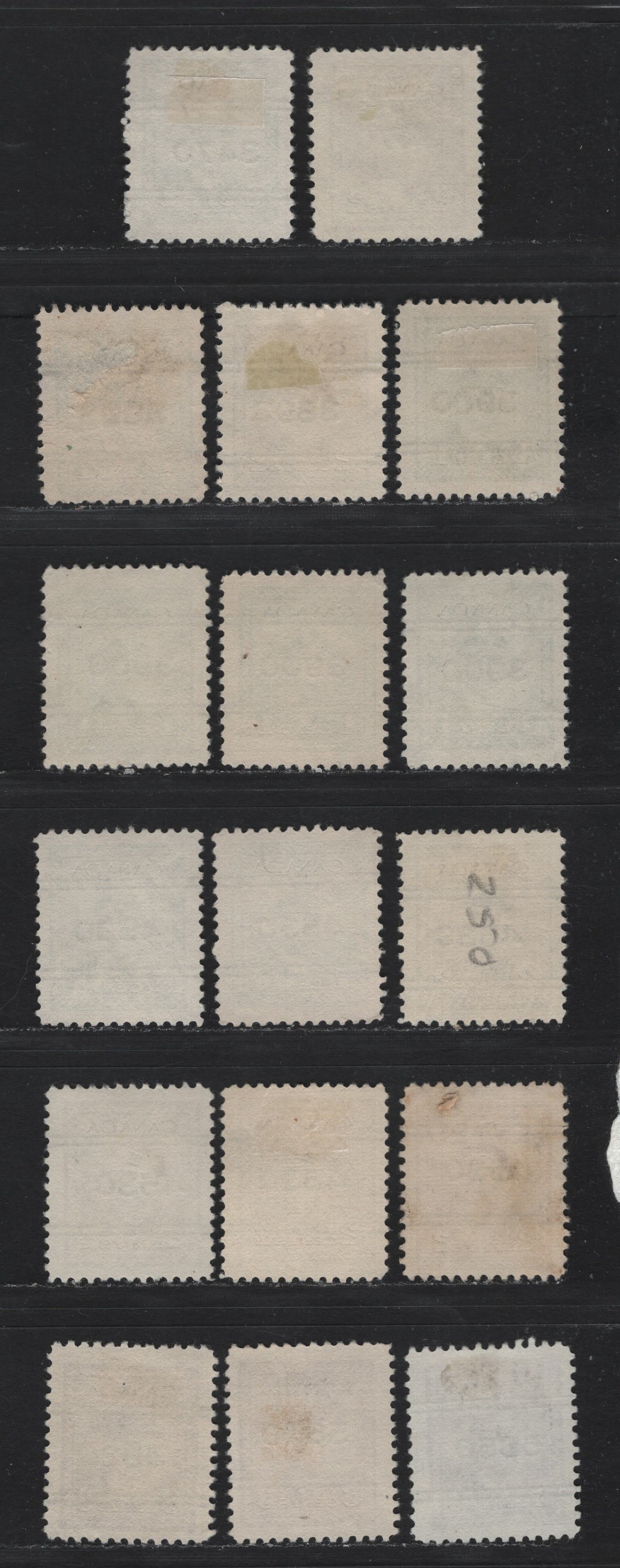 Lot 313 Canada #249xx, 250xx 1c - 2c Green - Brown , 1942-1943 KGVI War Issue, Fine Used Singles, Precancels From Various Money Order Offices