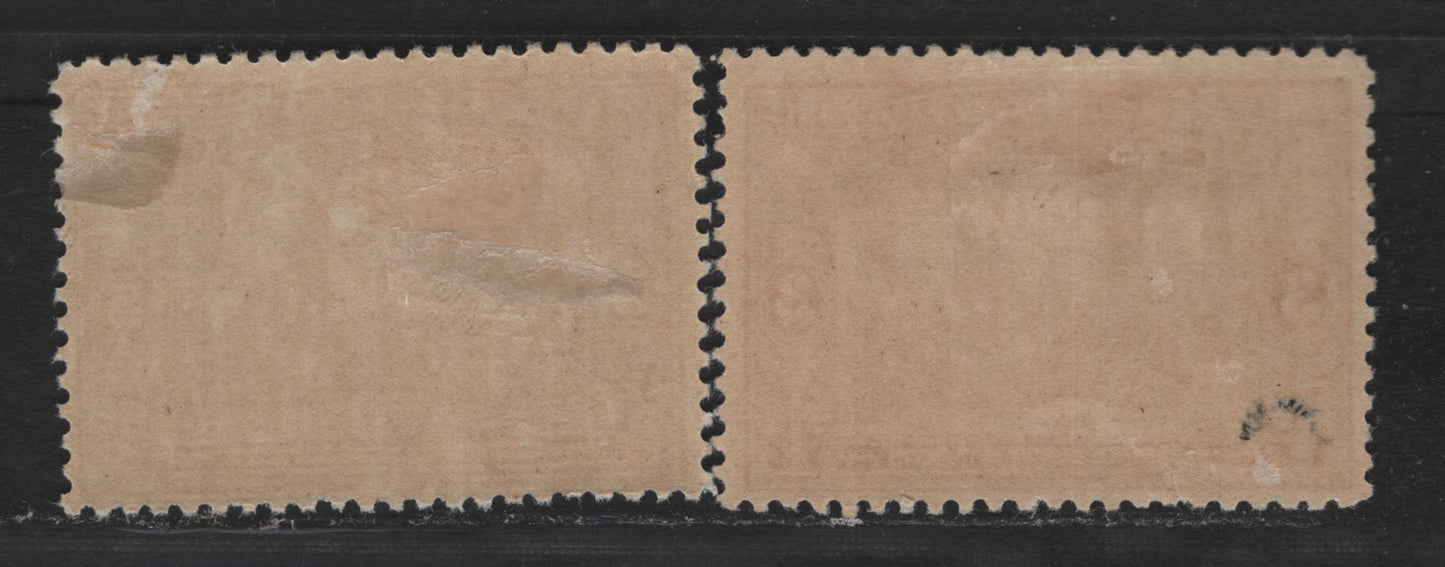 Lot 65 Canada #135, 135i 3c Brown & Dark Brown, 1917 Confederation Issue, 2 FOG Singles