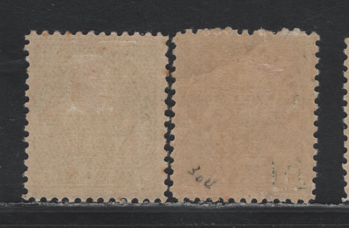 Lot 72 Canada #MR1 , 1915 War Tax Issue, 2 F/VFOG Singles, ABN-B Paper, Perfs 11.9 & 11.9x11.8