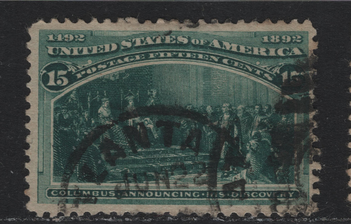 Lot 68 United States SC#238 15c Dark Blue Green , 1893 Columbian Exposition Issue, A Very Good Used Single, Horizontal Wove Paper, Shallow Hinge Thins On The Back