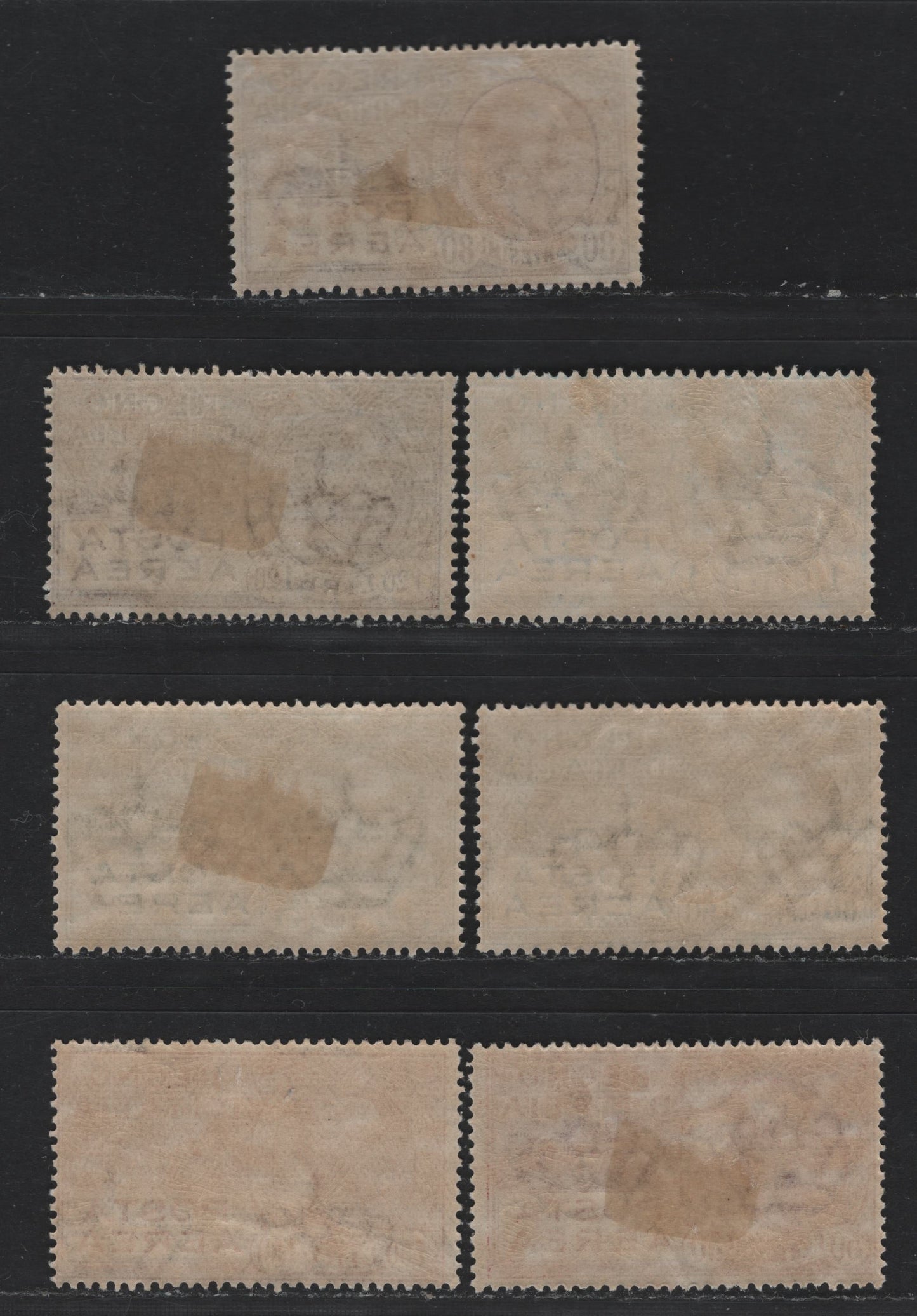 Lot 2 Italy Scott#C3-C9 50c - 5l Rose Red - Gray Green , 1926-1928 Victor Emmanuel III Airmail Issue, 7 F/VFOG Singles