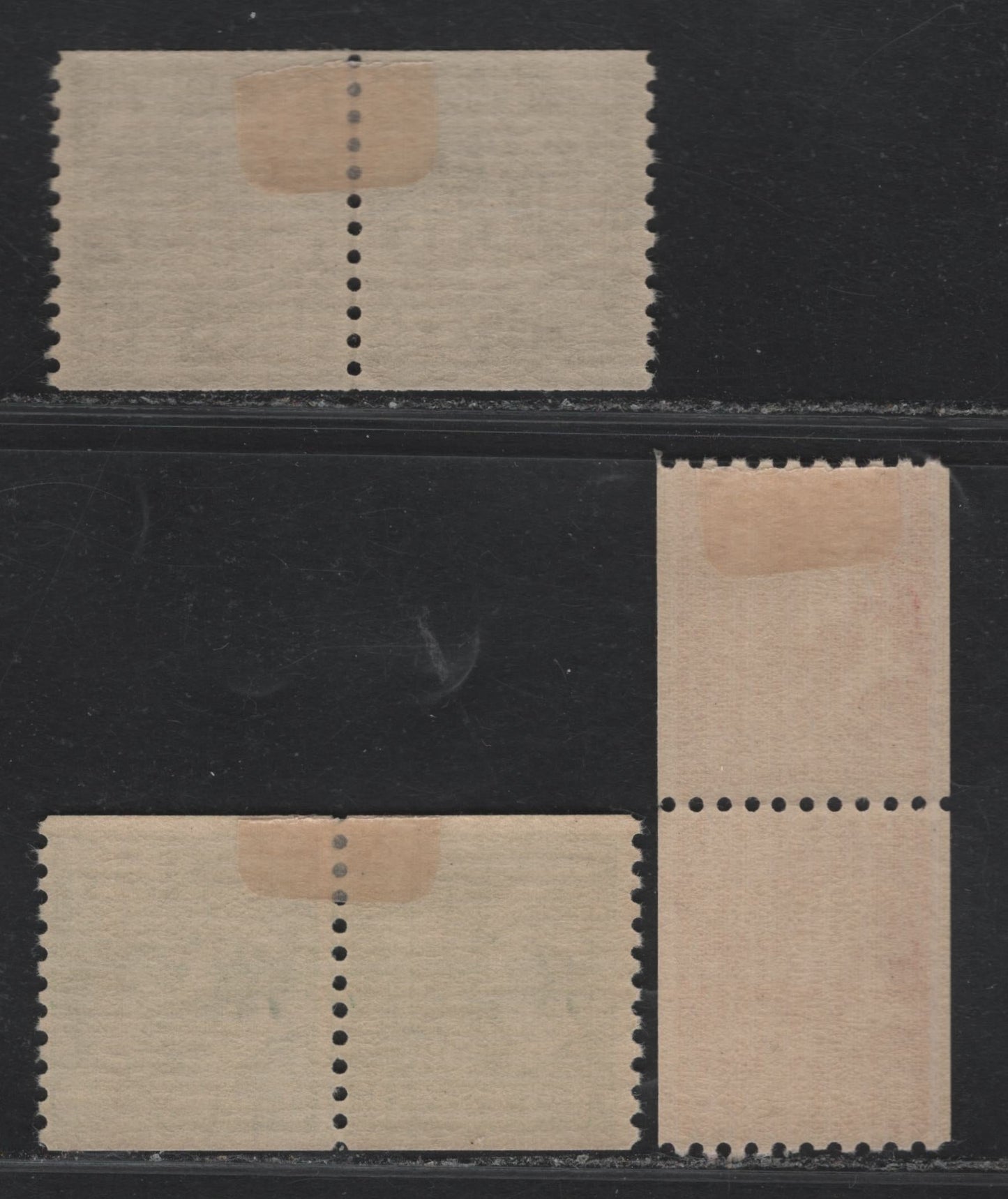 Lot 206 United States SC#839, 844, 850 1c - 4.5c Green - Dark Gray, 1938 Presidental Issue, 3 VFOG/NH Coil Singles, Perf 10 Vertical & Horizontally, Large Holes