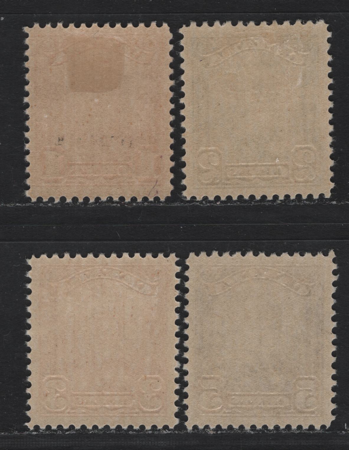 Lot 265 Canada #149-151, 153 1c - 5c Orange - Deep Dull Milky Violet , 1928-1929 KGV Scroll Issue, 4 VF/SUPOG Singles, ABN-M Paper, 5c is Almost Perfectly Centered