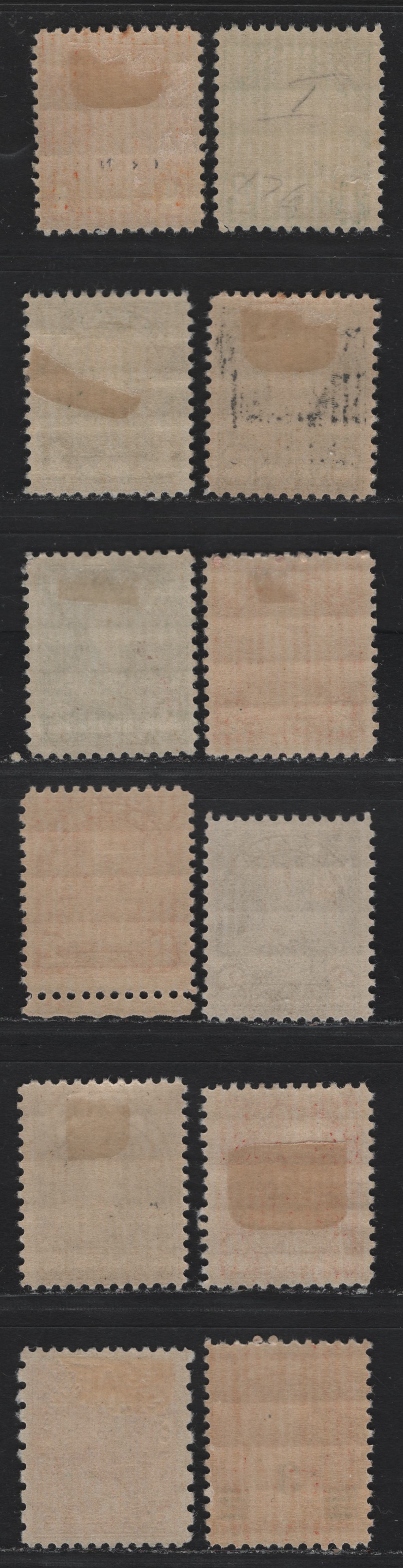 Lot 276 Canada (C) #162-163,b, 164-166, 166b, 167, 184, 191 1c - 3c on 2c Orange - Scarlet , 1930-1932 KGV Arch/Leaf - Provisional Issues, 12 FOG Singles, Dies 1 & 2 Of 1c Green, 2 Shades Of 2c Green, Two Die 2 Dark Brown & 2 Of The Die 1 2c Scarlet