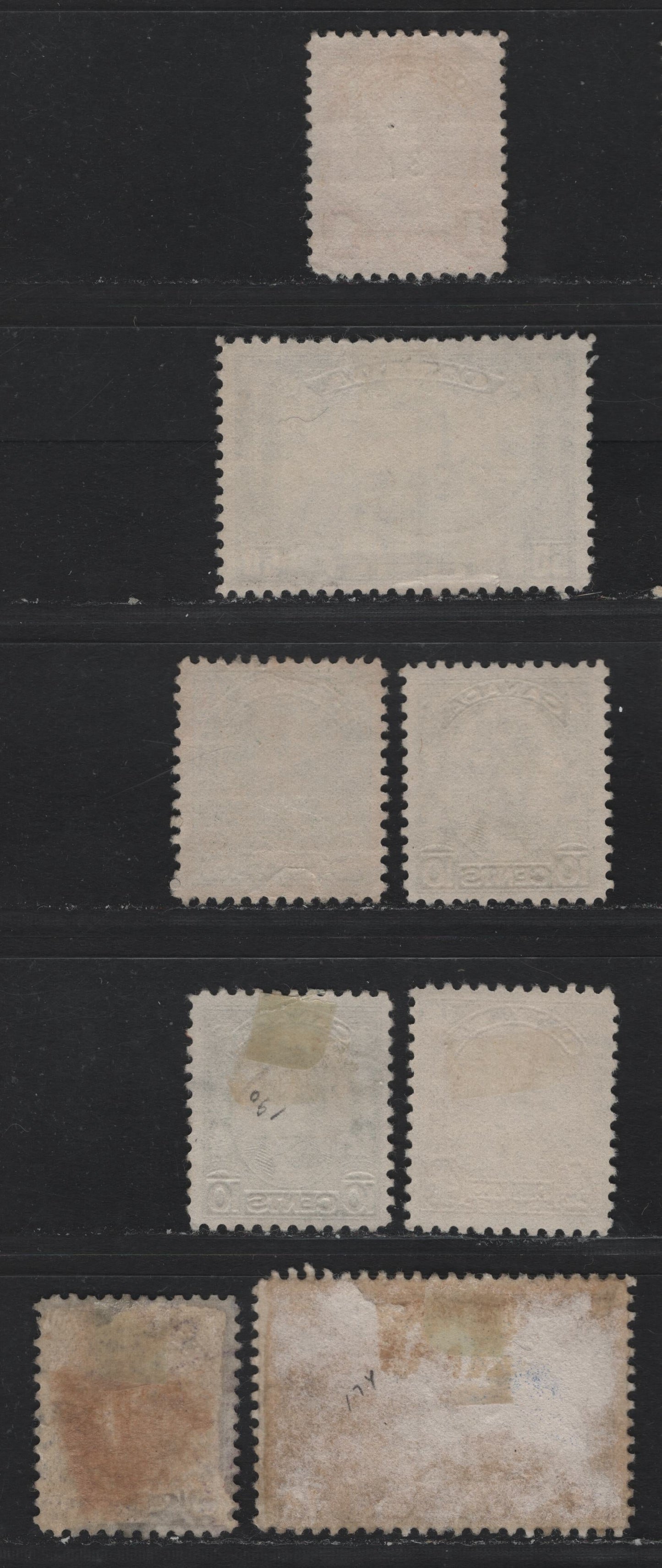 Lot 277 Canada #162, 164, 168, 169, 174, 176 1c - 50c Orange - Greenish Blue , 1930-1931 KGV Arch/Leaf Issue, 8 Fine/Very Fine Used Singles, Predominatly VF Used Selection, Unchecked As To Specific Paper & Perf Types, Includes 2 Shades Of 10c Cartier.