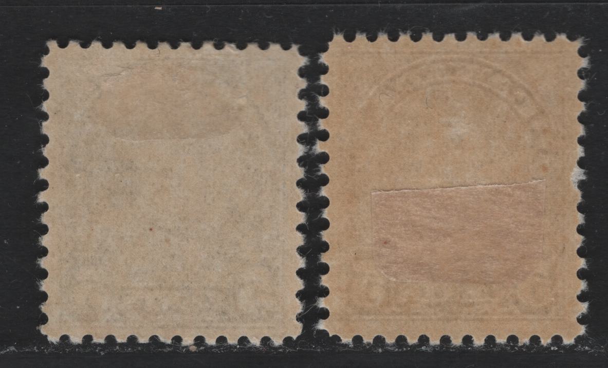 Lot 301 Canada #169a, 170i 5c Milky Violet - Bright Blue , 1930-1931 KGV Arch/Leaf Issue, 2 VFOG LL Singles, BABN-HHH & BABN-J Papers, Perfs 10.8x10.9 & 10.8