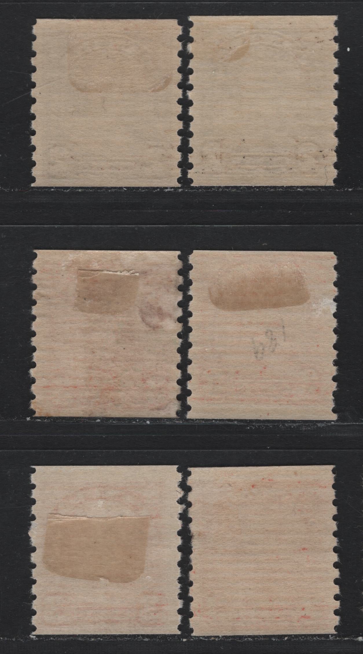 Lot 336 Canada #182-183 2c - 3c Dark Brown - Deep Red , 1930-1931 KGV Arch/Leaf Coil Issue, 6 FOG Coil Singles, Unchecked As To Specific Types