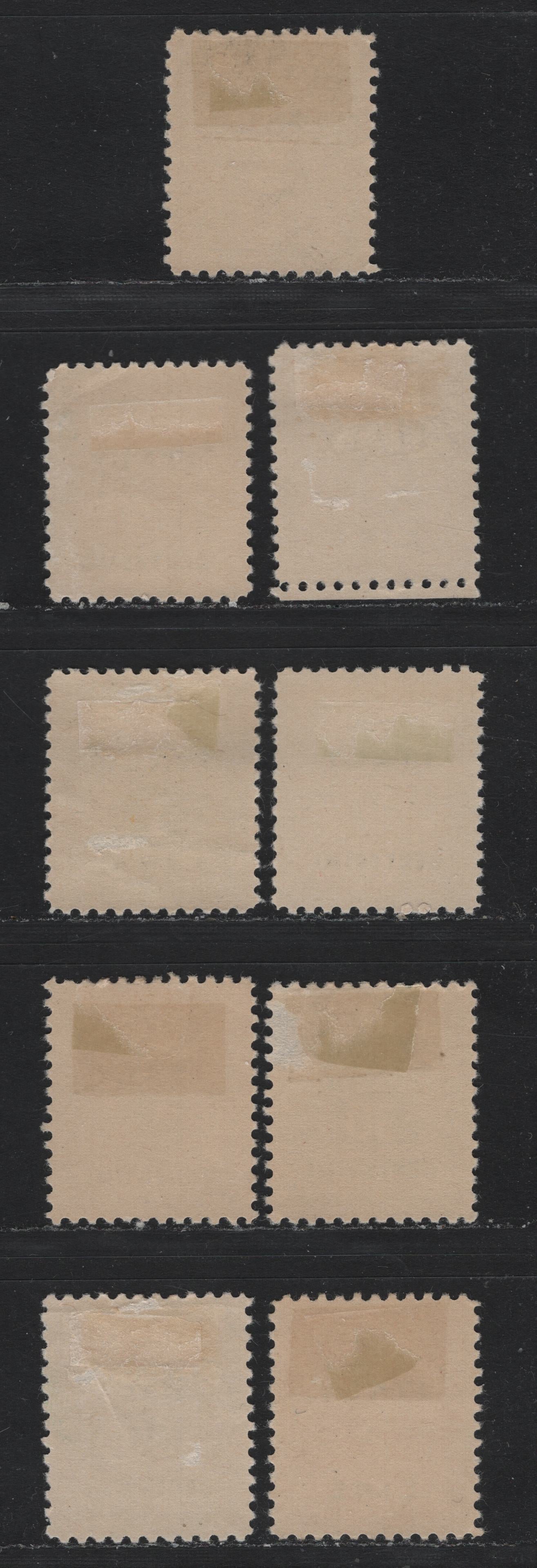 Lot 6 Italy Scott#1N1-1N9 15c - 10l Pale Orange - Buff , 1943 Allied Military Gov't Issue, 9 F/VFOG Singles