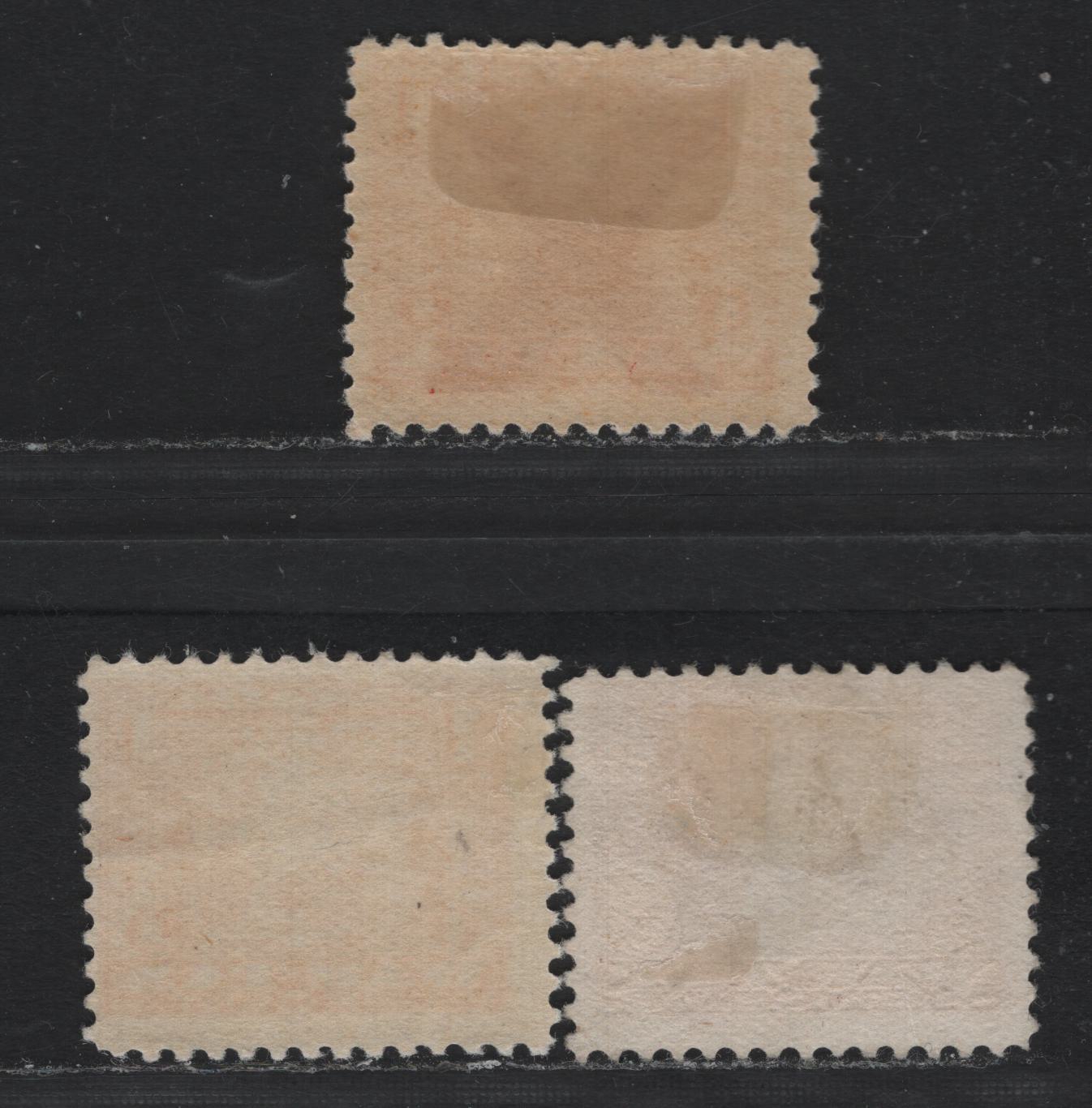 Lot 115 Canada Van Dam#FWT7, FWT7a, FWT16 1c - 50c Orange - Deep Brown, 1920 KGV Wartax Issue, 3 FOG & Unused Singles, Including X Precancel, Both 1c Have Gum, But 50c Has None