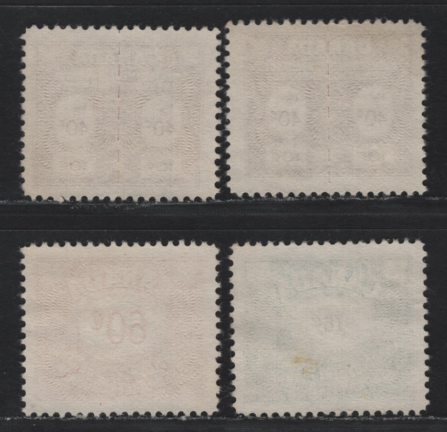 Lot 135 Canada (C) Van Dam#FU41, FU75-75 60c - 76c Vermillion - Blue Green, 1955-1960 Unemployment Insurance Issue, 4 Fine/Very Fine Unused Singles, All Unused With No Gum, Includes 2 Shades Of the 40c