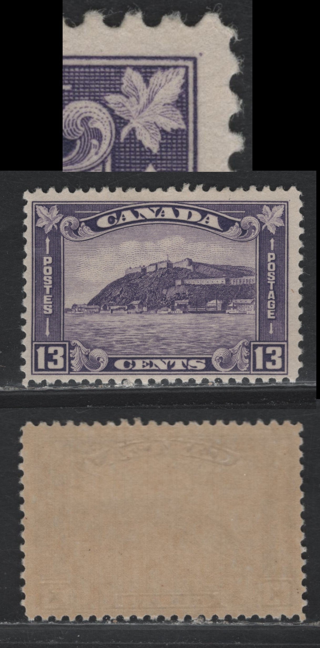 Lot 210 Canada (C) #201 13c Dull Bluish Violet, 1932 KGV Medallion Issue, A FOG Single, BABN-XX Paper, Perf 10.9, Small Guide Dot In UR Margin.