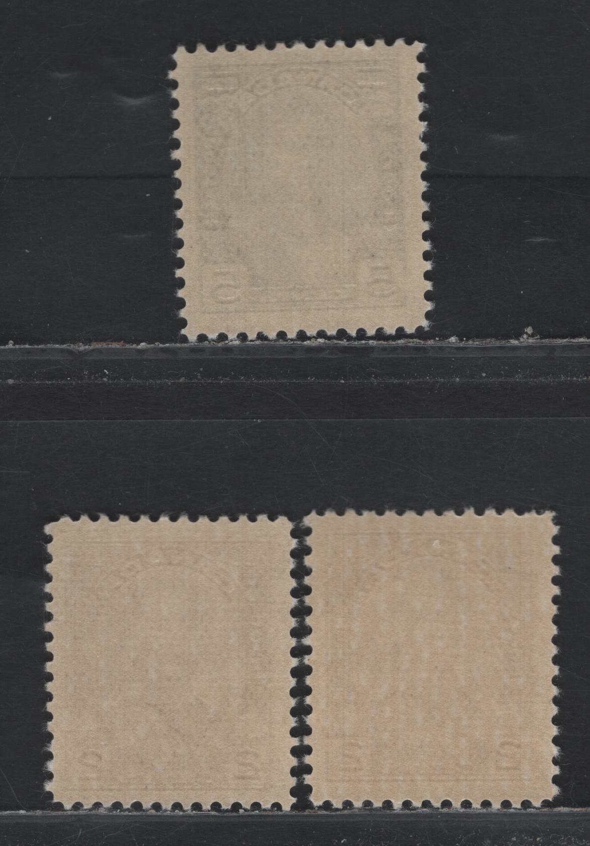 Lot 245 Canada #212, 214 2c - 5c Brown - Blue, 1935 KGV Silver Jubilee Issue, 3 VFNH Singles, CBN-F & CBN-MMMM Papers, Perfs 11.9x12 & 11.9
