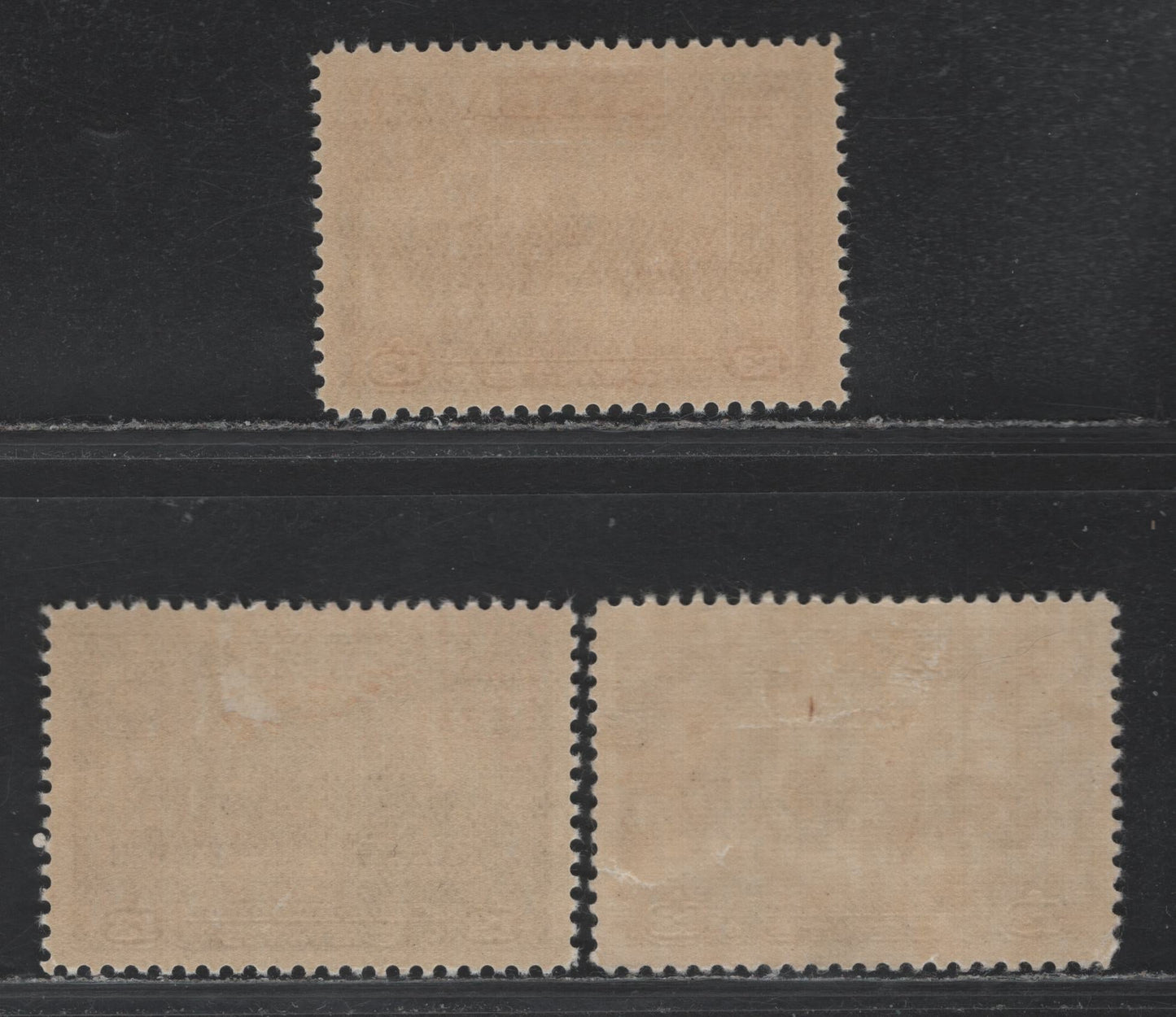 Lot 270 Canada SC#224 13c Blackish Purple & Deep Rose Lilac Charlottown Conference, 1935-1937 Dated Die Issue, 3 VFOG Singles On CBN-FF and CBN-XXX Paper