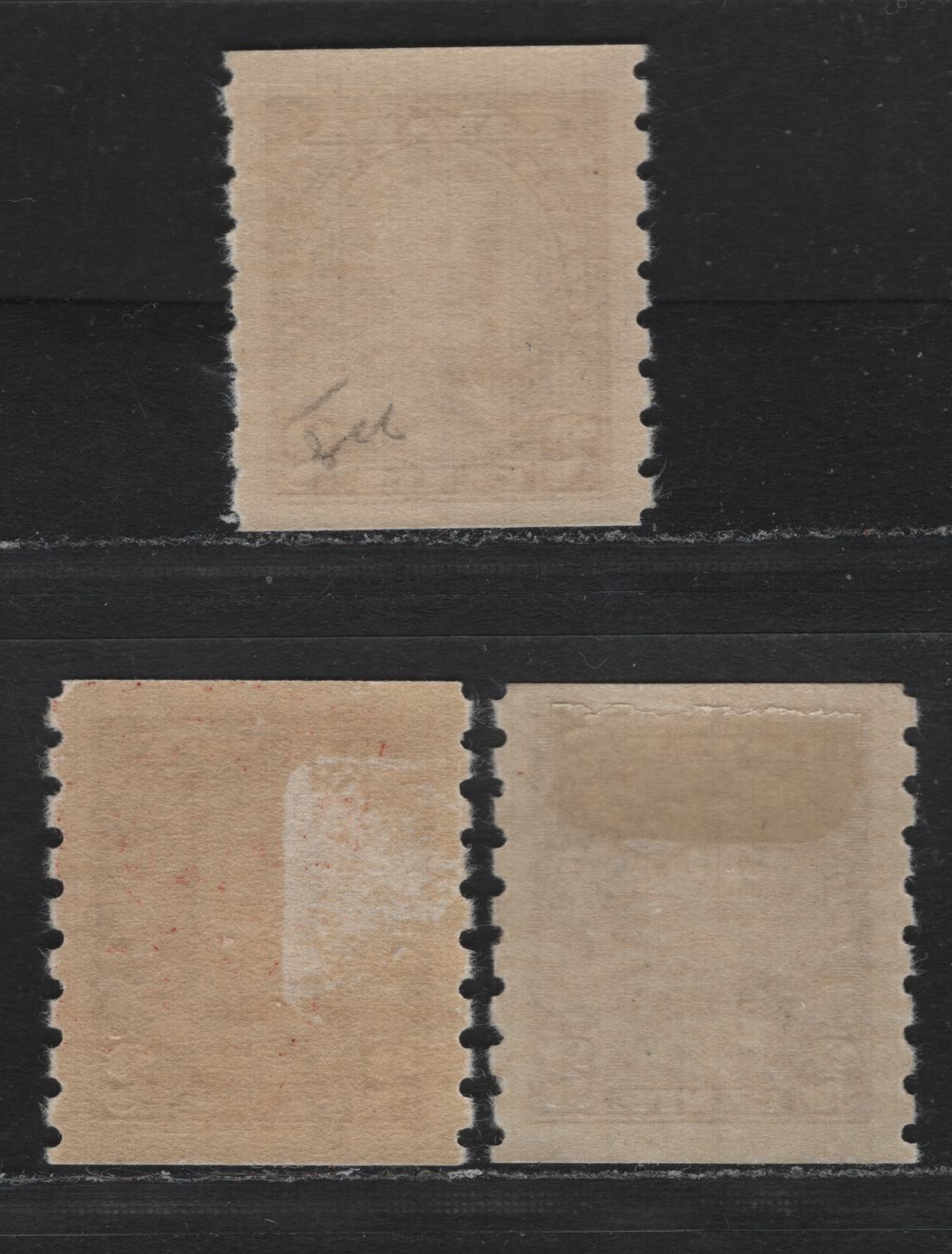 Lot 284 Canada SC#229 2c Brown & Bright Brown King George V, 1935-1937 Dated Die Issue, 3 Fine & VFOG Singles On CBN-G, CBN-CCCC and CBN-EEEE Papers