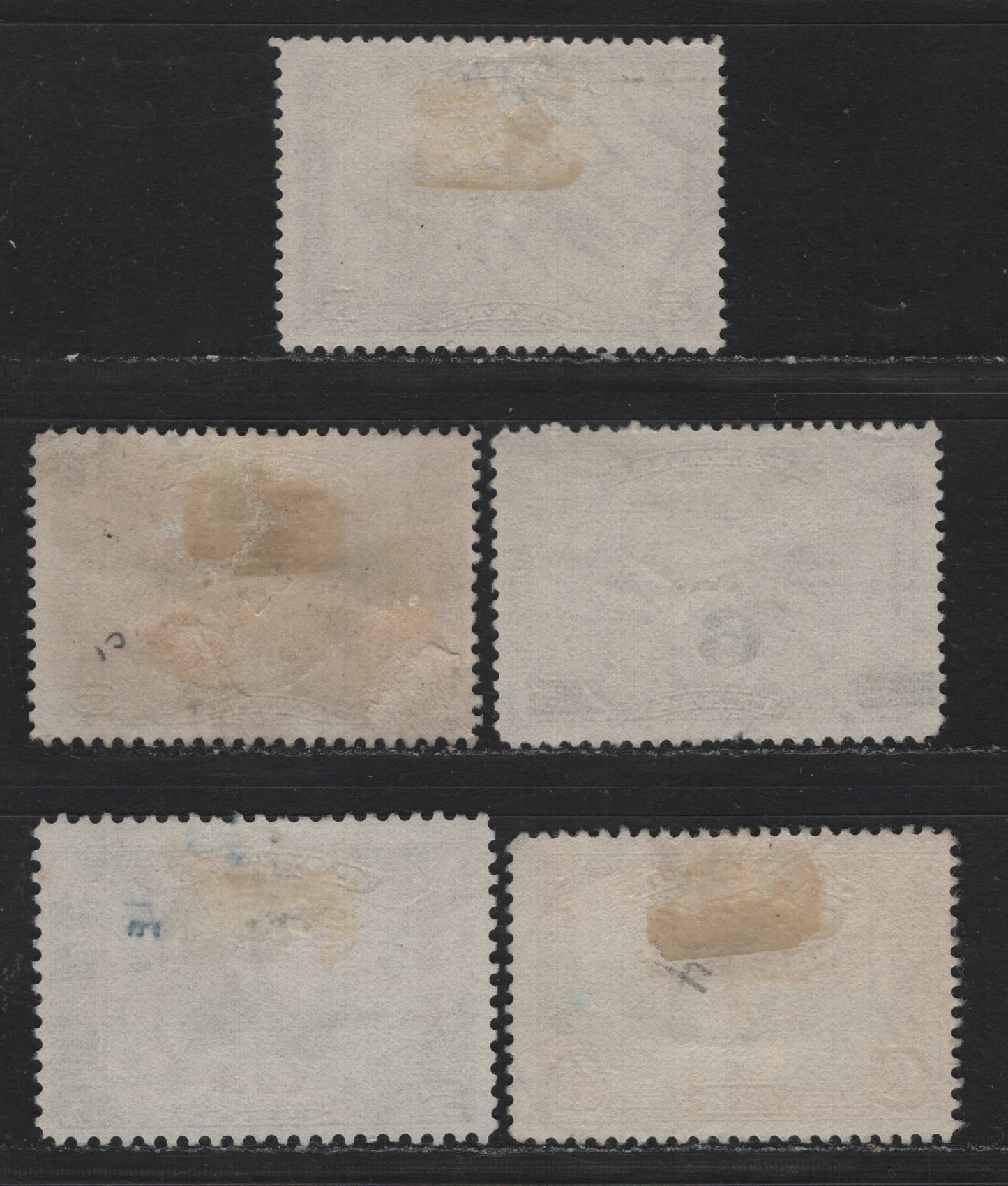 Lot 290 Canada #C1, C3-C5 5c - 6c Brown Olive - Red Brown, 1928-1935 Airmail Issue, 5 Fine Used Singles, Includes 2 Shades of 5c