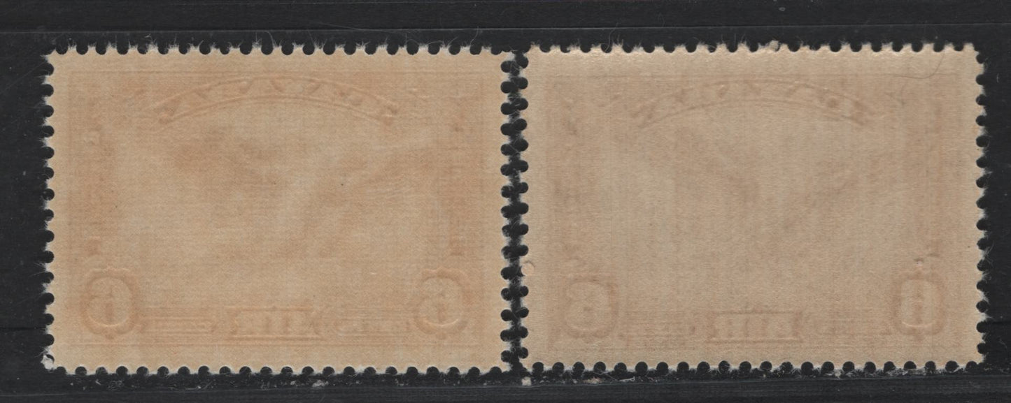 Lot 297 Canada #C5 6c Red Brown, 1935 Airmail Issue, 2 VFNH Singles, Two Types Of Paper