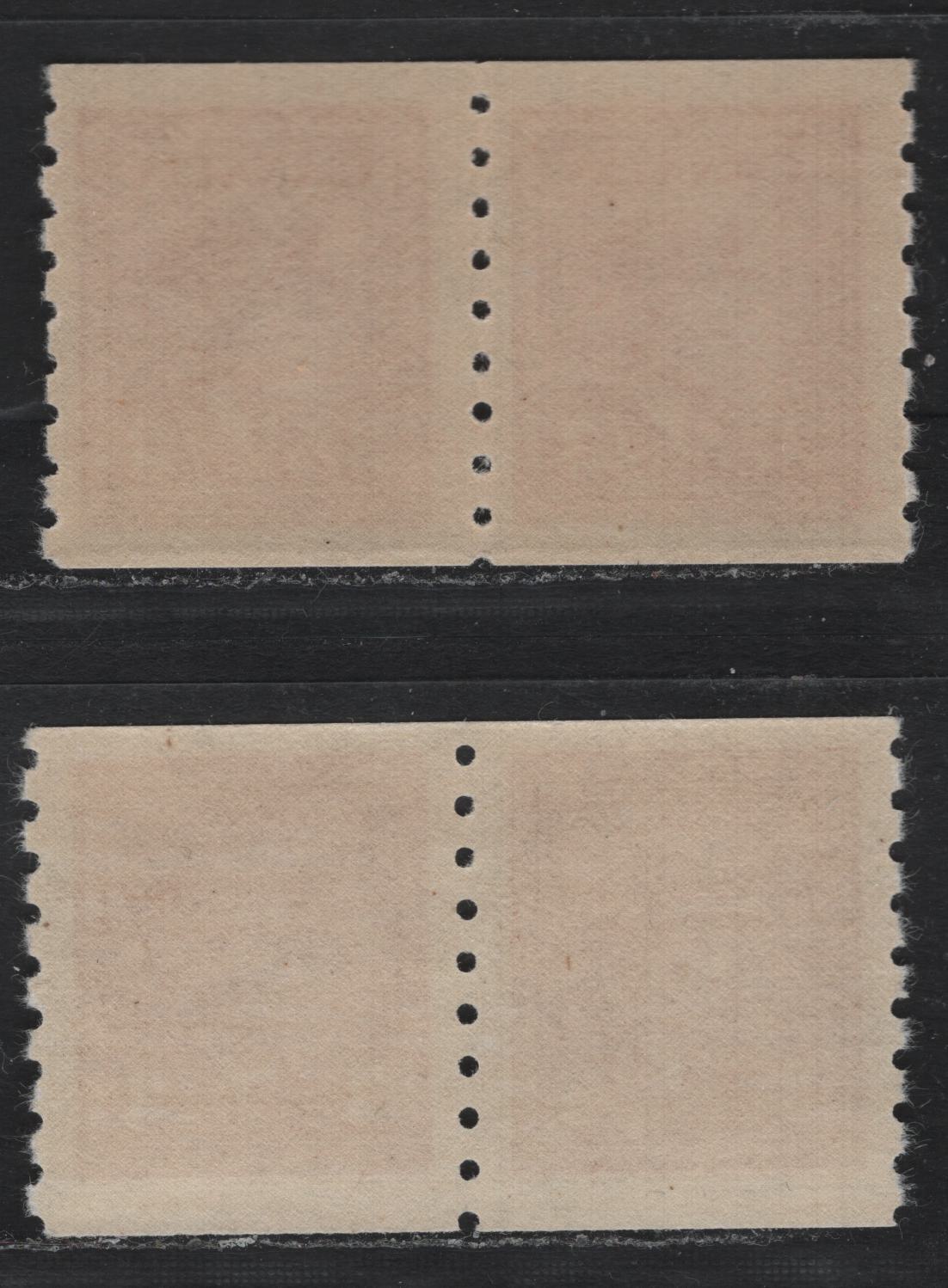 Lot 324A Canada #265 3c Brighter Deep Carmine, 1942-1943 KGV War Issue Coils, 2 VFNH Coil Pairs, CBN-PPPPPP Papers