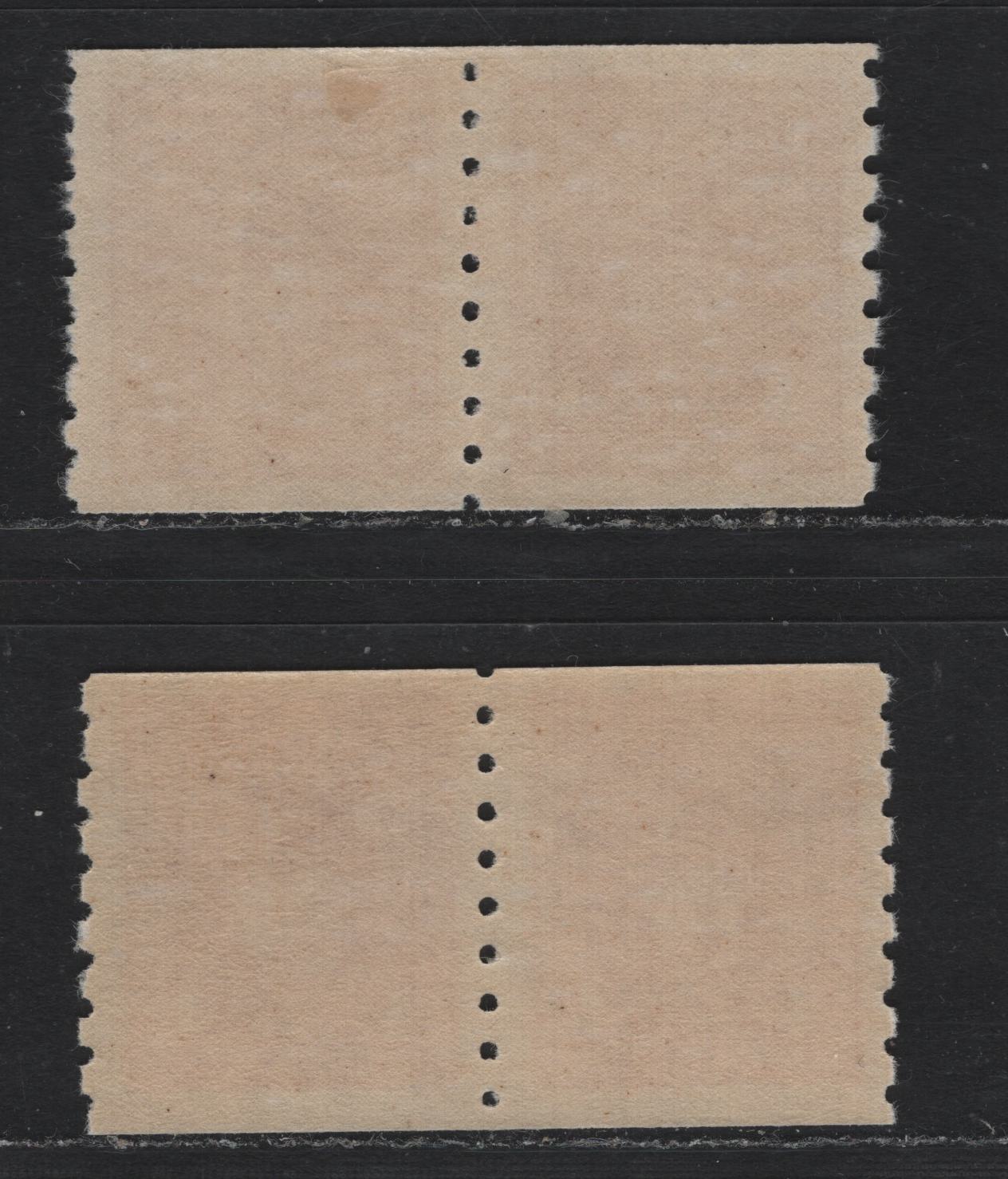 Lot 335 Canada (C) #267 4c Soft Carmine Red - Carmine, 1942-1943 KGV War Issue Coils, 2 F/VFOG Coil Pairs, CBN-QQQQQQ & CBN-WW Papers, Perf 8 Vertical