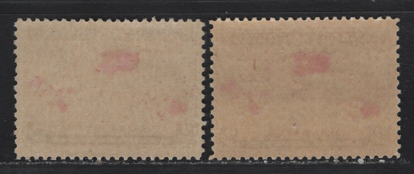 Lot 10 Canada (C) #85,i 2c Black, Aniline Red & Lavender/Lavender Gray , 1898 Imperial Penny Postage Issue, 2 FOG Singles, ABN-Y Paper, Perfs 12 & 12x11.9, With & Without Extra Territories In North Africa.