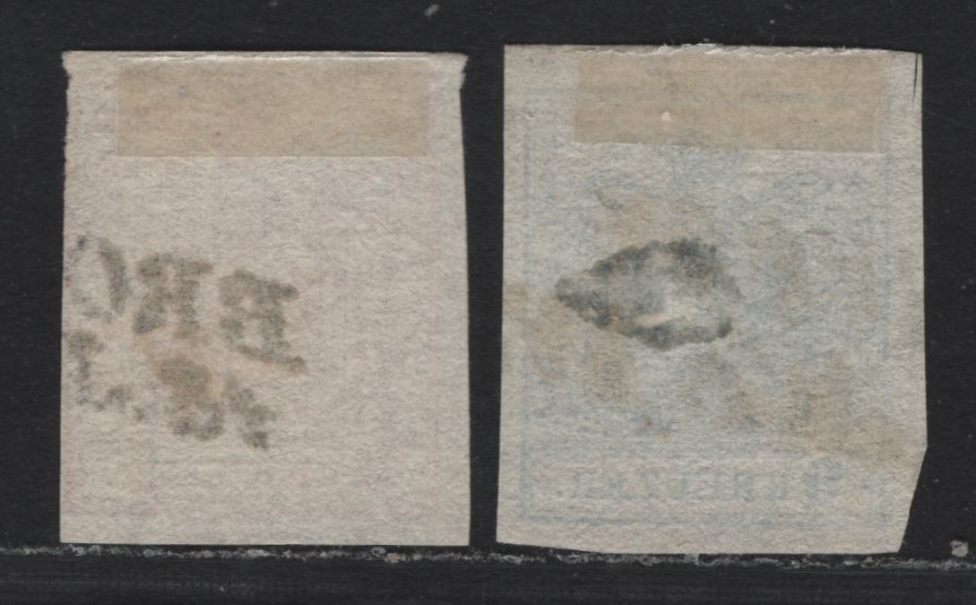Lot 136 Austria (C) Scott#3, 5 3kr - 9kr Pale Red - Blue , 1850 Arms Issue, 2 Very Good/Very Fine Used Singles, Handmade Paper, Type 2